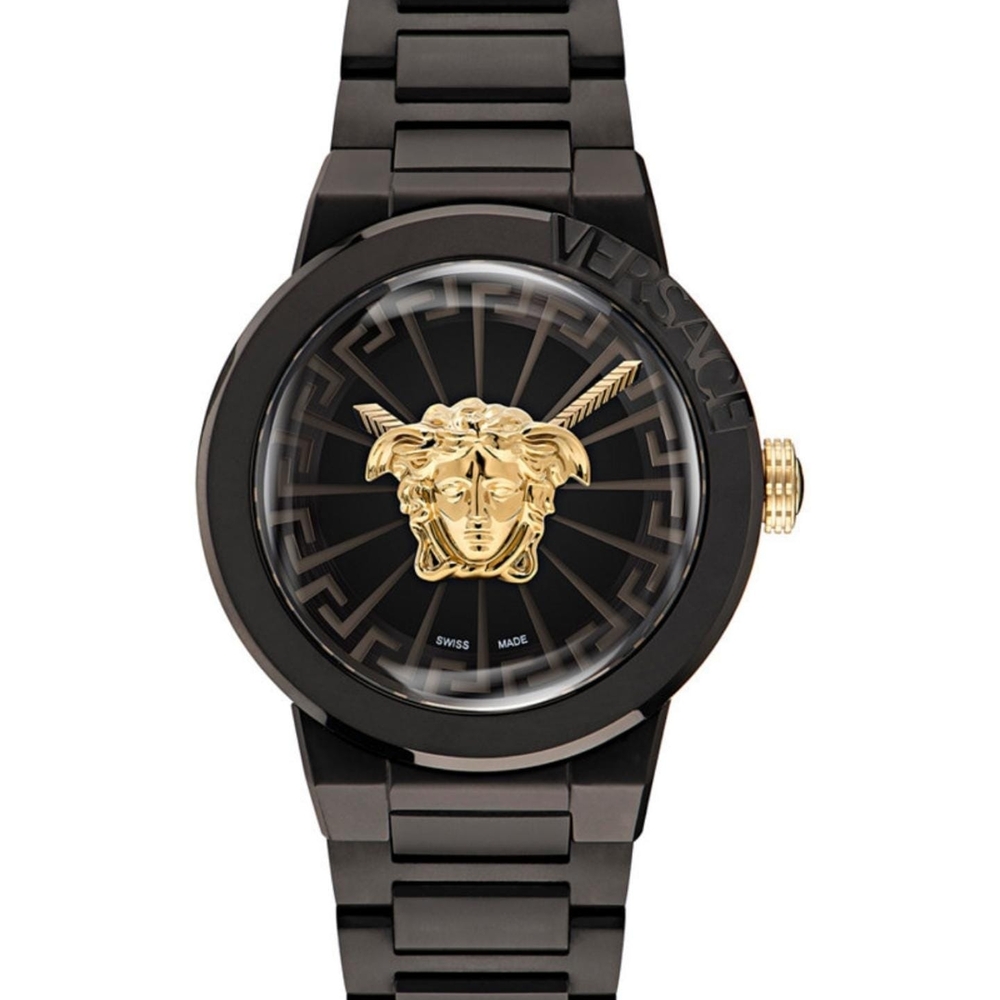 Versace Black and Gold Medusa Timepiece